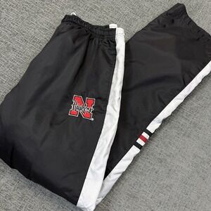 Nebraska Cornhuskers Adidas Track Pants Mens XL Black Windbreaker Y2K NCAA